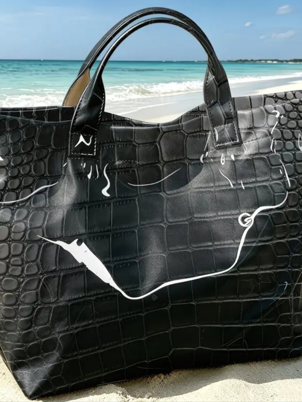 Women Crocodile Look PVC Tote Inner Linning - Picture 2 of 2